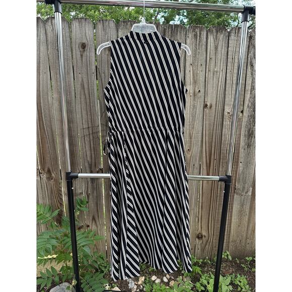 Anne Klein Black & White Striped Midi Dress – Size S - Picture 2 of 6